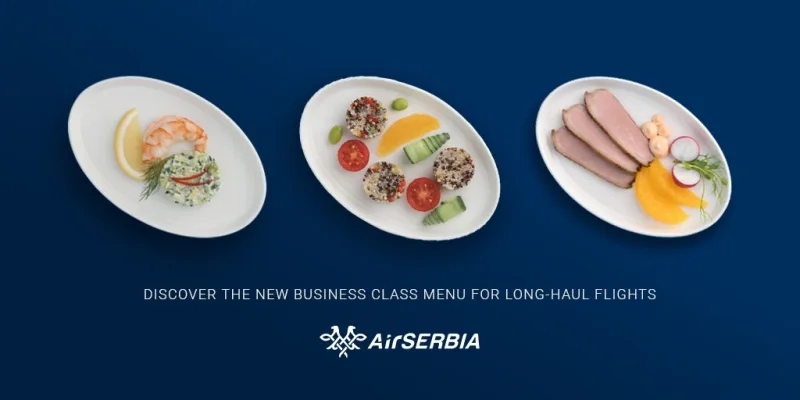 Air Serbia ново бизнес класа меню
